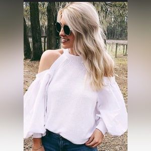 Free people cold shoulder sweater with balloon sleeves XS